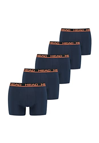 HEAD Mens Men's Basic Boxers Boxer Shorts, Peacoat/orange, L