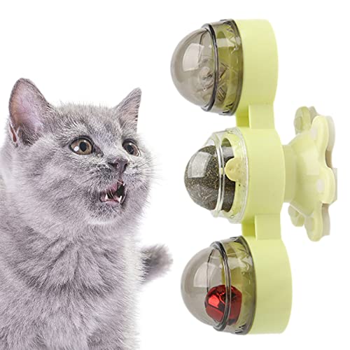 Bexdug 5 Pcs Interaktives Katzenspielzeug Windmühle,Turntable Interaktives Kätzchenspielzeug mit Katzenminze und Glöckchen | Wandhalterung Katzenspielzeug zum Kratzen von Katzenzähnen