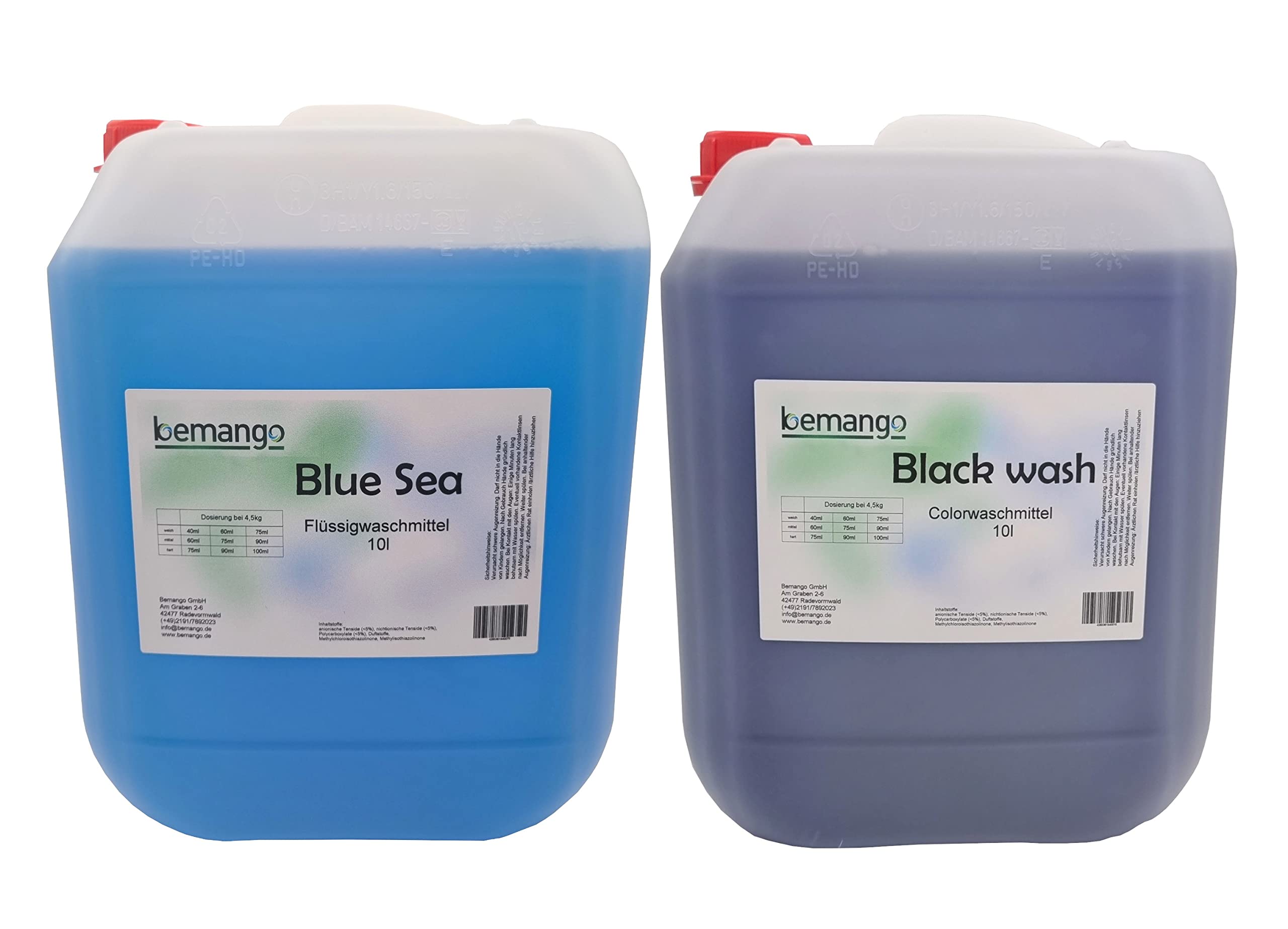 Flüssigwaschmittel 10l blue und 10l Colorwaschmittel blackwash für dunkle Wäsche