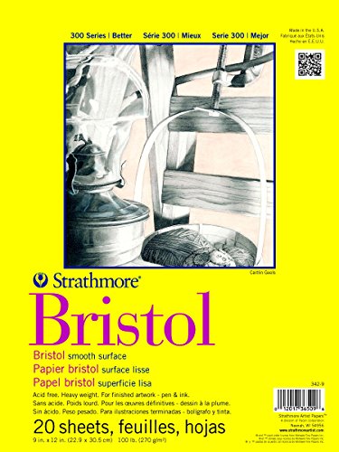 Pro-Art 300 Series Smooth Pad Strathmore Bristol Zeichenblock, glatt, 22,9 x 30,5 cm, 20 Blatt, Papier, White, One Size