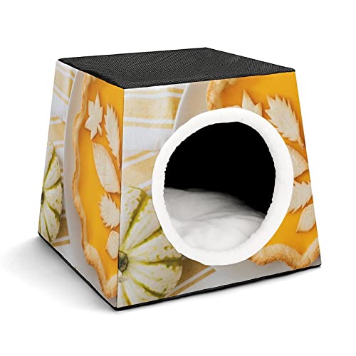 Personalisiertes Katzenhaus Katzenbett Bedruckte Katzenwürfel Katzenhöhle für Kleintiere mit Abnehmbarem Matte Kürbissuppe