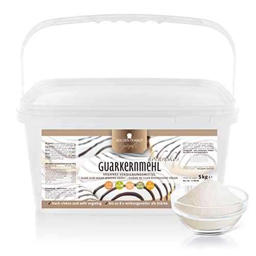 Guarkernmehl 5000 cps. 5 kg natürliches Verdickungsmittel |hochviskoses Hydrokolloid | geschmacksneutral glutenfreies Mehl zum Kochen und Backen | Golden Peanut