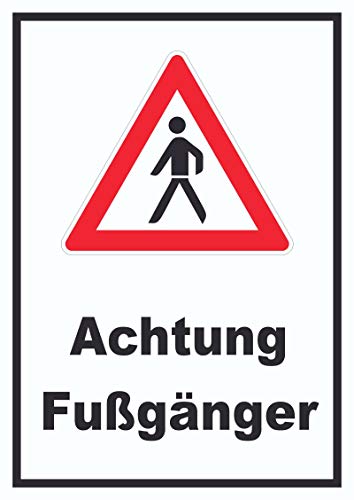 HB-Druck Achtung Fußgänger Schild A2 Rückseite selbstklebend