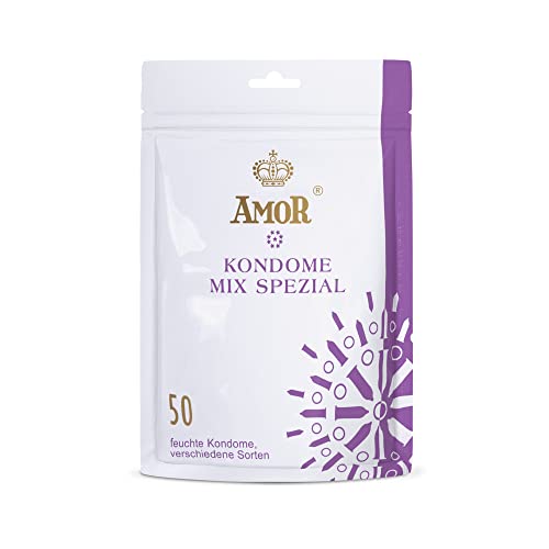 AMOR Premium Kondome Mix Special, Extra Vielfalt, Probierpaket, Ø 53/54 mm, 50 Stück
