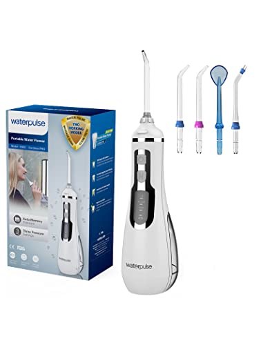 NPO Waterpulse Cordless Water Flosser, Battery Operated & Portable for Travel & Home, V500 (White)