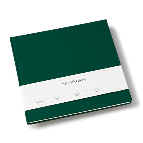 Semikolon 371038 Gästebuch Slim 25 x 23 cm - mit 100 blanko Seiten zum Selbstgestalten, Lesezeichen - forest dunkel-grün