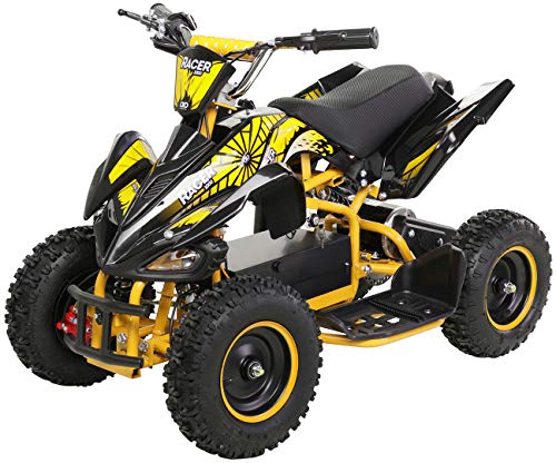 Actionbikes Motors Kinder Elektro Miniquad ATV Racer 1000 Watt 36 Volt - Scheibenbremsen - Safety Touch System Fußschalter (1000 Watt Schwarz/Gelb)