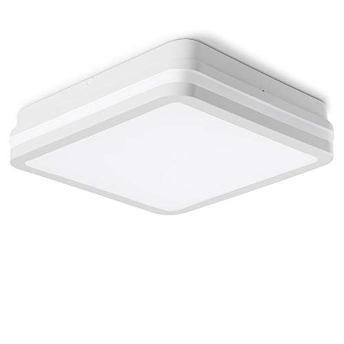 LED Deckenlampe für Bad & Außen IP54 Badezimmer Lampe quadratisch 22 x 22 x 5,5 cm - Aufputz Panel weiß 230V 18W neutralweiß
