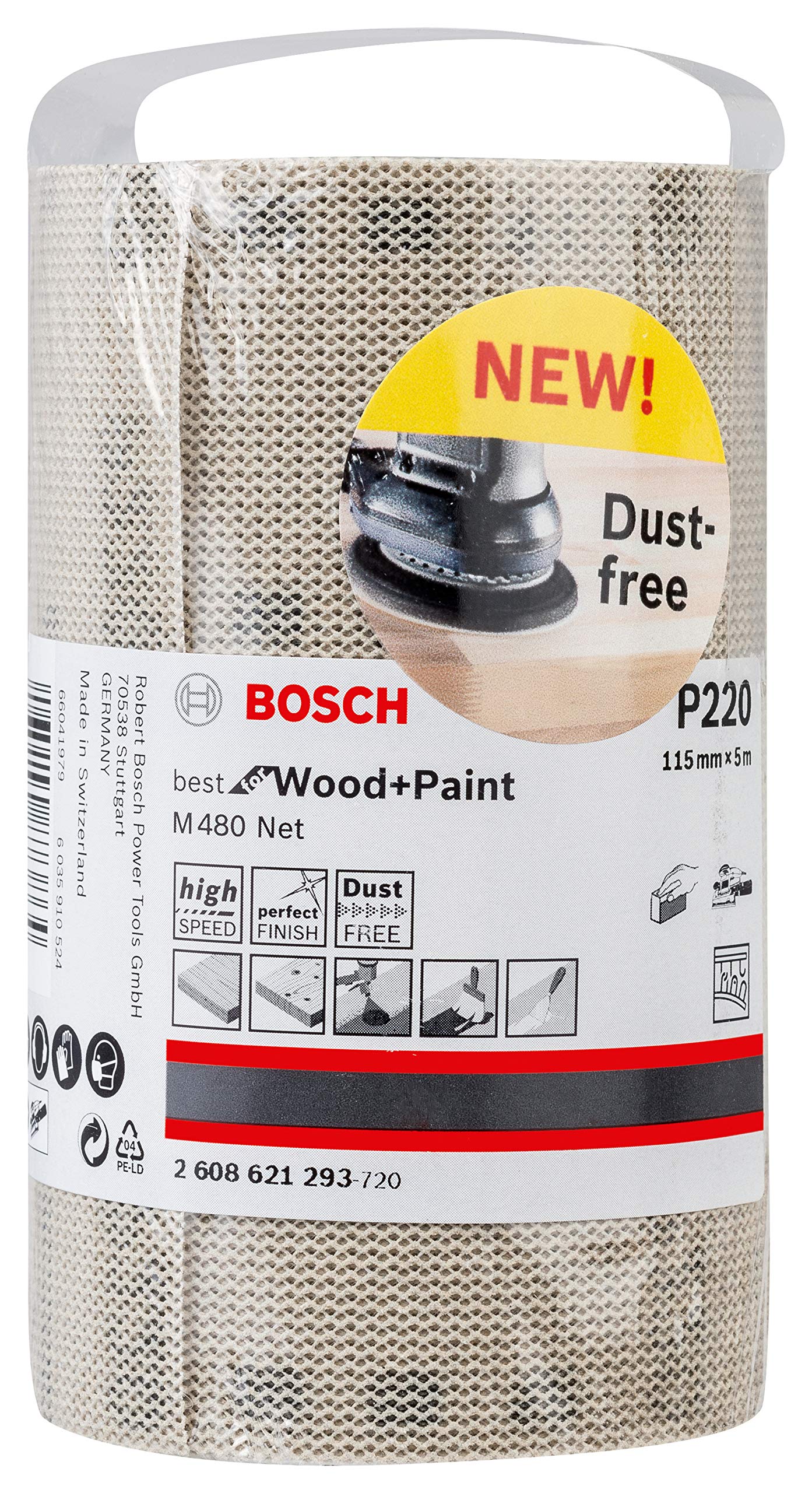 Bosch Professional Schleifrolle M480 Best for Wood and Paint (Holz und Farbe, 115 x 5000 mm, Körnung P240, Zubehör Handschleifen)