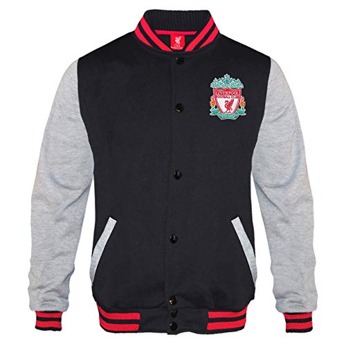 Liverpool FC - Herren College-Jacke im Retro-Design - Offizielles Merchandise - Geschenk für Fußballfans - Schwarz