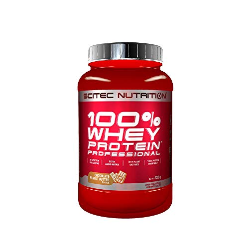 Scitec Nutrition 100% Whey Protein Professional mit extra zusätzlichen Aminosäuren und Verdauungsenzymen, 920 g, Schokolade-Erdnussbutter