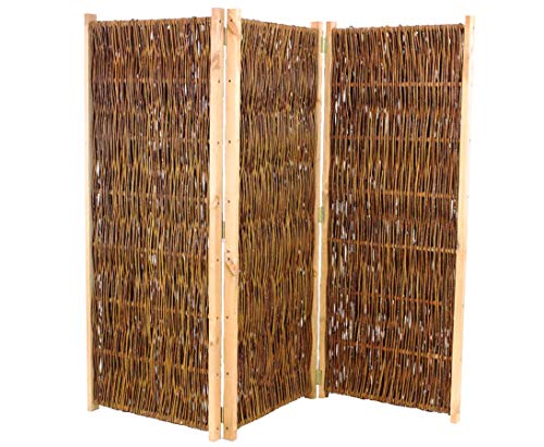 bambus-discount.com Trennwand mobil aus Weiden, Paravent Höhe 180cm x Breite 180cm, 3 teilig - Raumtrenner mobiler Sichtschutz