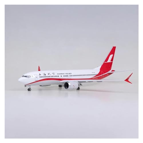 Aerobatic Flugzeug Für Shanghai Airlines Passagierflugzeug Modell B737 Max Simulationsharzflugzeug 47 cm Maßstab 1:85 (Größe : Without Light)