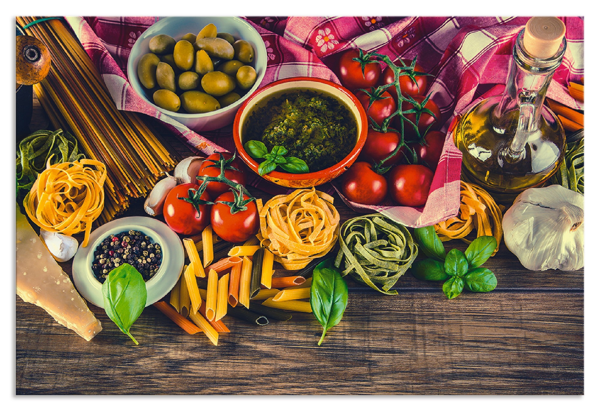 Artland Küchenrückwand "Italienisch mediterrane Lebensmittel", (1 tlg.), Alu Spritzschutz mit Klebeband, einfache Montage