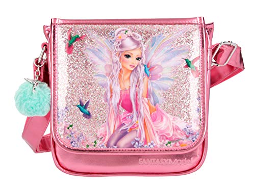 Depesche 10852 Kleine Umhängetasche für Mädchen im FANTASYModel Fairy Design in pink, ca. 23 x 20 x 6,5 cm, mit verstellbarem Tragegurt und Magnetverschluss