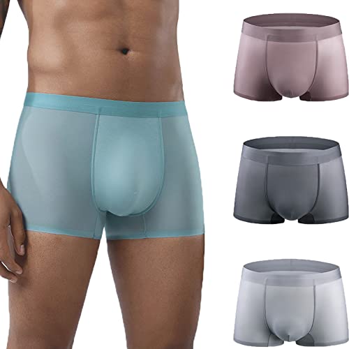 UIRPK Jewyee Men's Ice Silk Underwear Breathable Soft Ultra-Thin Mesh Boxer Briefs,Jewyee Mens Ice Silk Underwear (3-G,2XL)
