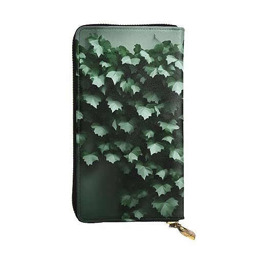 AthuAh Green Creeper Lange Clutch-Brieftasche, Damen-Geldbörse mit Reißverschluss, Multi-Karten-Organizer, & lange Geldbörse mit großer Kapazität, Schwarz , Einheitsgröße
