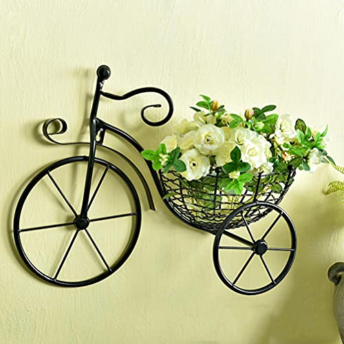 Wandblumenkorb für Fahrrad, Blumenhalter aus Schmiedeeisen, Fahrrad-Design, Pflanzenhalterung, künstliche Blumen, einzigartiges Design