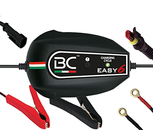 BC Battery Controller BC EASY 6, Intelligentes Batterieladegerät und Erhaltungsladegerät mit 6 Ladezyklen für alle 12V Blei-Säure Autobatterien und Motorradbatterien, 1 Amp