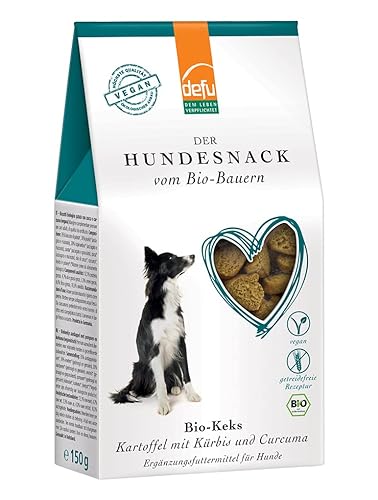 defu Hundesnacks | 6 x 150 g | Bio Hundekekse Kartoffel mit Kürbis und Curcuma | Vegane Premium Leckerlis für Ihren Hund