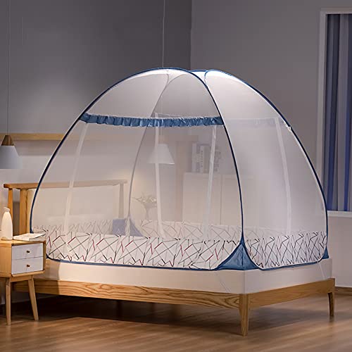 Pop-Up-Moskitonetz-Zelt mit Doppeltür-Reißverschluss, tragbar zusammenklappbar für Schlafzimmer und Ausflüge im Freien, feinste Löcher, 360°-Anti-Mückenstiche, Twin- bis