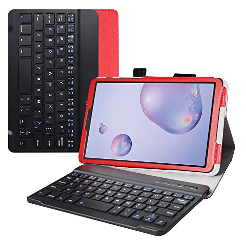 LiuShan Kompatibel mit Galaxy Tab A 8.4 Tastaturhülle, abnehmbare Tastatur, stehend, PU-Lederhülle für Samsung Galaxy Tab A 8.4 2020 SM-T307 Tablet, Rot