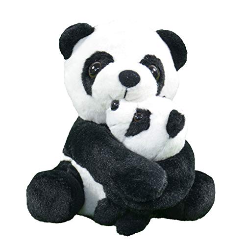Kögler 75973 - Labertier Panda mit Baby Yuna und Bo, ca. 17 cm groß, nachsprechendes Plüschtier mit Aufnahme- und Wiedergabefunktion, plappert alles witzig nach und bewegt sich, batteriebetrieben