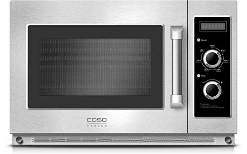 Caso C1800M Gewerbe-Mikrowelle mit Keramikboden, 1800 Watt, 34 L, Innenraum und Gehäuse aus Edelstahl 7 Leistungsstufen, für Großküchen und Gastro