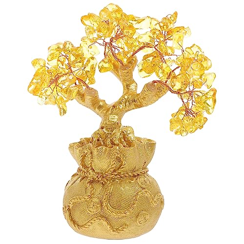 Garneck 19cm Kristall Glücksbaum Geld Baumschmuck Feng Shui Glück Bonsai Stil Reichtum Ornamente für Home Shop Büro