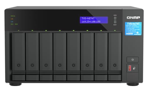 QNAP TVS-h874T-i9-64G-US 8 Bay High-Speed-Desktop-NAS mit Intel CPU der 12. Generation, bis zu 64 GB DDR4-Speicher, Thunderbolt 4 und 2,5 GbE Konnektivität (Festplattenlos)