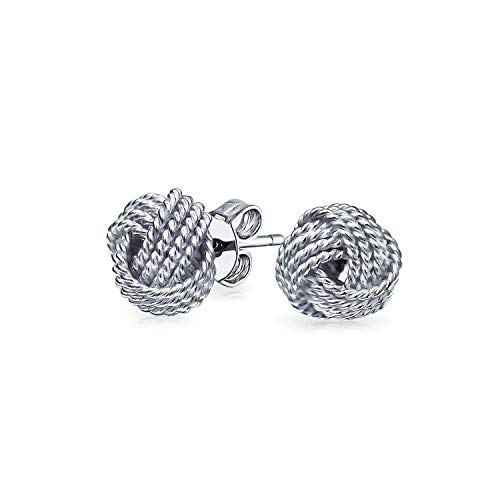 Traditionelle klassische runde Kugel gewebte verdrehte Seil Kabel Liebe Knoten Ball Ohrstecker Ohrringe für Frauen .925 Sterling Silber