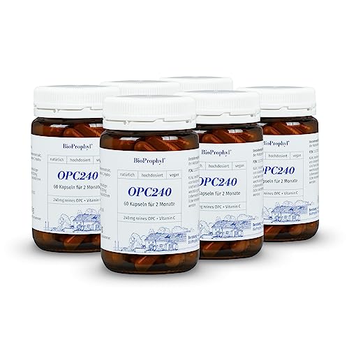 BioProphyl® OPC240 Vorteilspaket - Das Original - 240 mg reines OPC aus 600 mg Traubenkernextrakt - hohe Qualität - hochdosiert zertifiziert - ohne Magnesiumstearat - mit Vit. C aus der Acerolakirsche