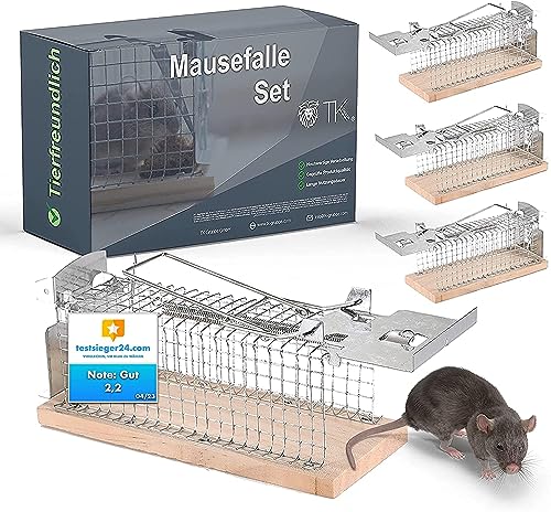 Fallax® 9X Tierfreundlich - Mausefalle aus Holz lebend - Mäusefallen - Lebendfalle Maus & Ratte Käfigfalle mit Köderfixierung