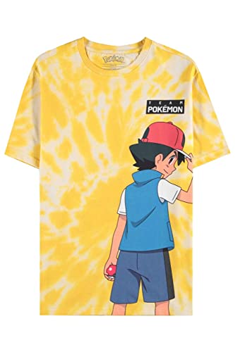 Pokmon T Shirt Ash and Pikachu Nue offiziell Unisex Gelb Allover Print S