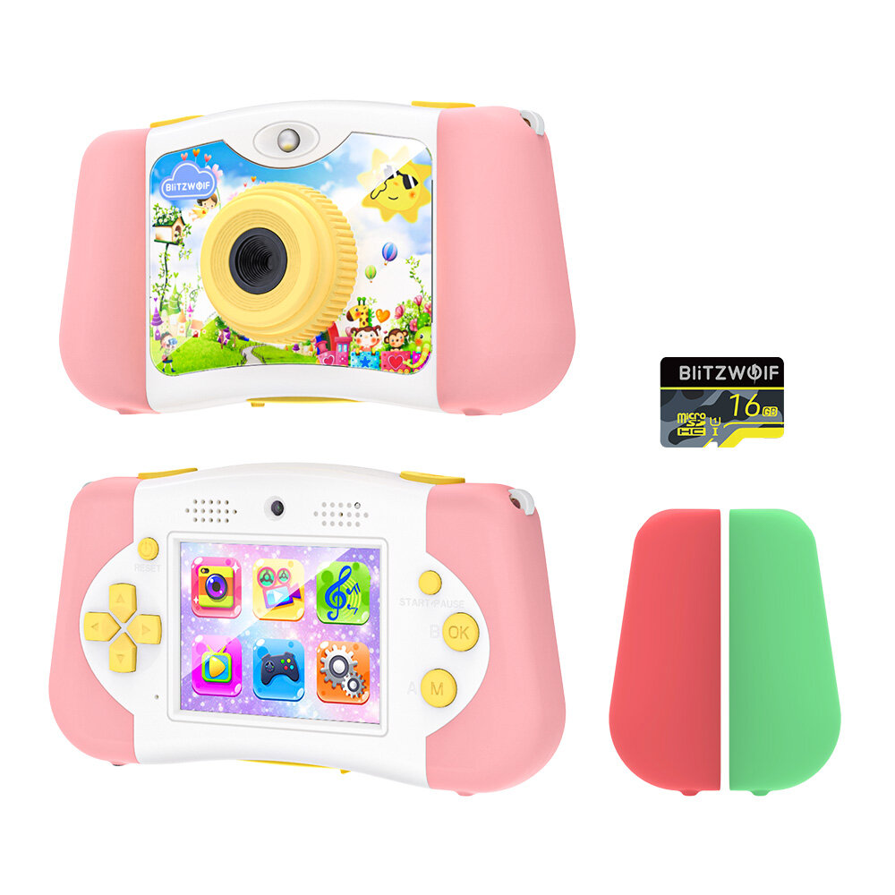 BlitzWolf® BW-KC1 Kinderkamera 2,4 Zoll 1080P Video HD Selfie Tragbares digitales Spiel Kinderkamera für Mädchen und Jun