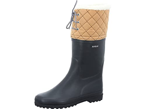 Aigle Damen Polka Giboulée Gummistiefel Blau (Marine / Beige 4) 36 EU