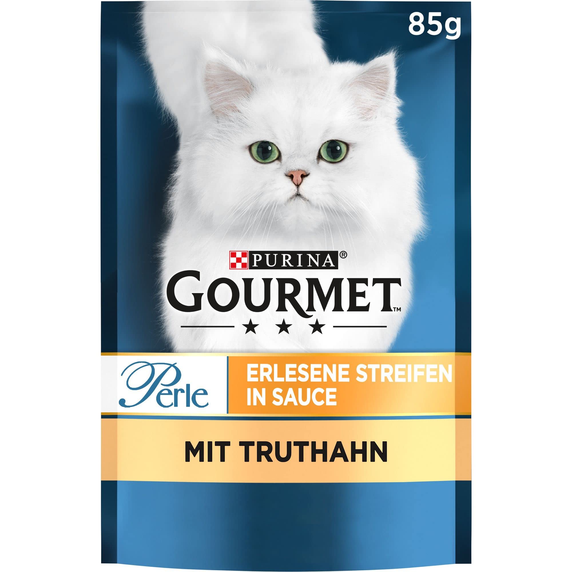 PURINA GOURMET Perle Erlesene Streifen Katzenfutter nass, mit Truthahn, 24er Pack (24 x 85g)