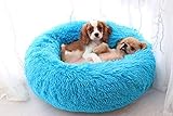 WYJW Gemütliches Hundebett Kunstpelz Donut Cuddler Soft Comfort Hundehaustiersofa Luxuriöses abnehmbares großes Hundenestbett Rutschfestes Hundebett, maschinenwaschbar, blau, 80 cm
