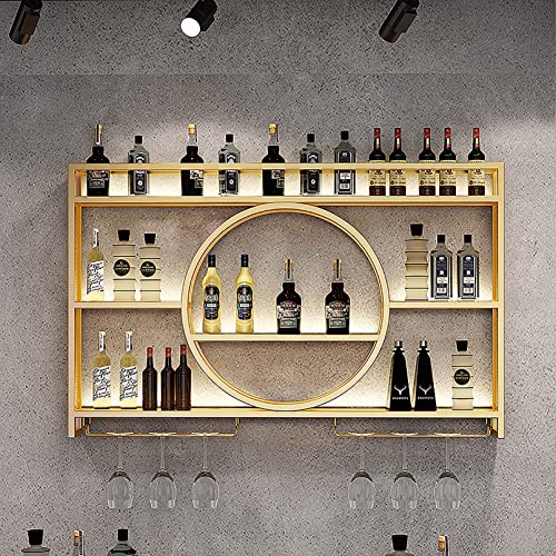 ZJGFCB Moderne Metall-Wand-Wein-Display-Rack, Wand montierte Weinregale, Bareinheit schwimmende Regale, Glasregal-Eisständer Weinhalter mit Regalen, für Zuhause, Restaurant, Bars