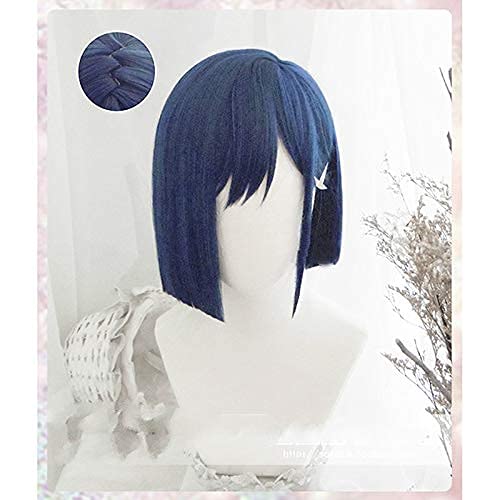 ydound Anime Coser Wig Darling im Franxx 015 Cosplay Perücken Cosplay Ichigo Perücken 24 cm kurz blau synthetische Perücken Cosplay Perücke mit Schlüsselanhänger + Perücke