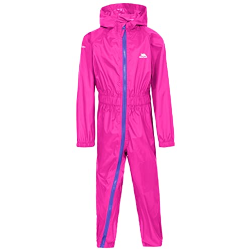Trespass Button II, Hot Pink, 6/12, Wasserdichter Regenanzug mit Kapuze & Reißverschluss auf ganzer Körperlänge für Babys & Kleinkinder 6-24 Monate, 6-12 Monate, Rosa / Pink