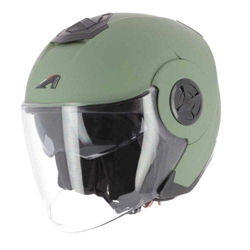 Astone Helmets - AVIATOR monocolor- casque jet - casque de moto homme - casque jet homologué - casque jet en fibre de verre - matt army S
