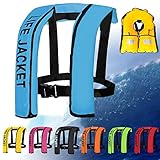 Verstellbare Aufblasbare Schwimmweste Für Erwachsene, Damen/Herren Schwimmhilfen Bequeme Schwimmweste Für Motorboot Bootfahren Kajakfahren Angeln Surfen Wassersport,One Size,Blue