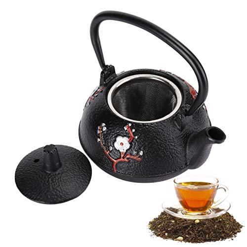 Teekessel, Teekanne Herd mit Aufguss Unbeschichtete japanische Gusseisen Teekanne Schwarz 10 Unzen