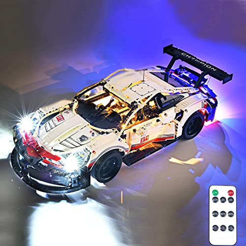 LED Beleuchtungsset für Lego 42096 Porsche 911 RSR Modell, mit Fernbedienung, Licht-Set Kompatibel mit Lego Porsche 911 RSR Bausteinen Modell(Nicht Enthalten Modell)