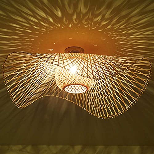 Natürliche Deckenlampe Aus Bambus Und Rattan Landbeleuchtung Deckenleuchte E27 Retro Deckenlicht Handgewebte Korridorlampe Schlafzimmer Restaurant Dekoration Lampe Energiesparlampe,100cm