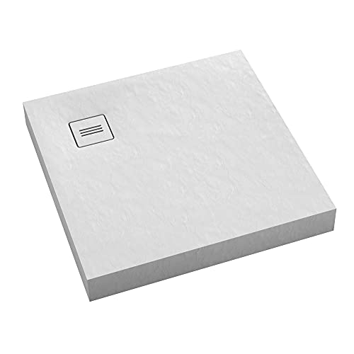 Duschwannen Set Acrylwanne mit Ablaufgarnitur und Abdeckplatte Duschtasse Rutschfest Weiß Bau-Höhe 12 cm (90x90x12)