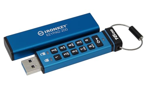 Kingston IronKey Keypad 200 Hardware-verschlüsselter USB-Stick XTS-AES 256-Bit-Hardware-Verschlüsselung - IKKP200/16GB