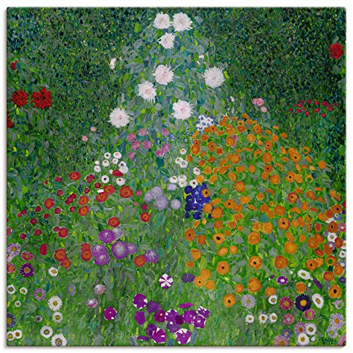 Artland Leinwandbild Wandbild Bild auf Leinwand 70x70 cm Wanddeko Gustav Klimt Bauerngarten 1905-07 Garten Kunst Antik Jugendstil T7VA