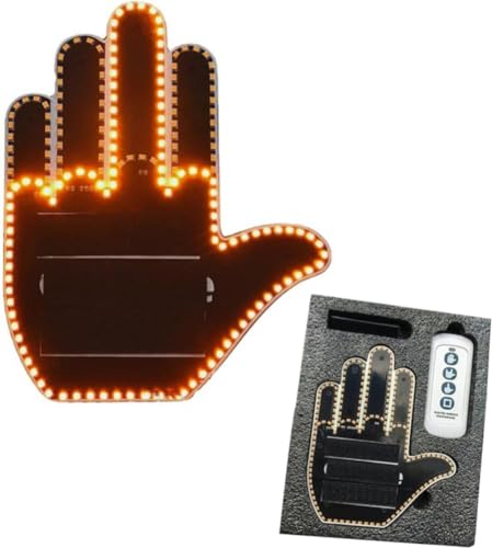 YANGYANGDA Finger Gesture Light with Remotefor Car, LED Stickers for Car Window, Car LED Sign Finger Lights,Funny Car Accessory Gifts for Men